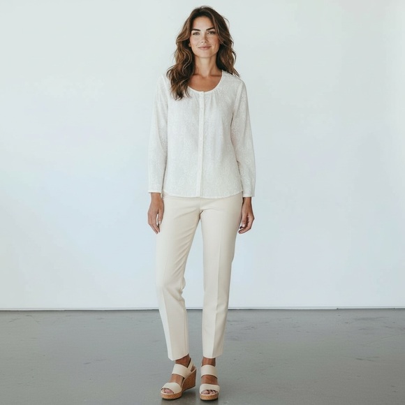 Tommy Hilfiger Embroidered Cream Button Down Shirt - Picture 2 of 9